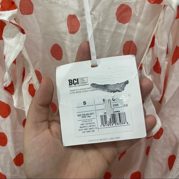 Rixo Target Puff Sleeve Dotted Wrap Mini Dress Cotton Blend Size Small - Picture 7 of 10